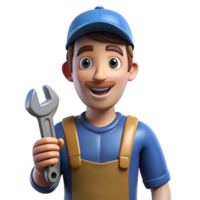 stunning memorable Mechanic with wrench, NO BACKGROUND with Transparent Background. png