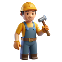 spectacular whimsical geometric Carpenter with hammer, NO BACKGROUND with Transparent Background. refined png
