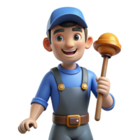 stunning unparalleled Plumber with plunger, NO BACKGROUND with Transparent Background. png