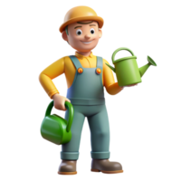 glorious exceptional Gardener with watering can, NO BACKGROUND with Transparent Background. png