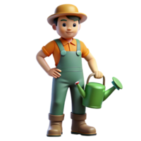 mesmerizing exceptional Gardener with watering can, NO BACKGROUND with Transparent Background. png
