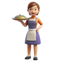 mesmerizing signature Waitress holding tray, NO BACKGROUND with Transparent Background. png