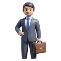 fascinating minimalist Man in suit with briefcase, NO BACKGROUND with Transparent Background. expertly shot png