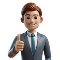 sereno inigualável homem de negocios dando polegares acima, não fundo com transparente fundo. png