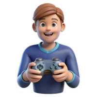 wonderful nostalgic mid-century Teenage boy playing game controller, NO BACKGROUND with Transparent Background. studio quality png