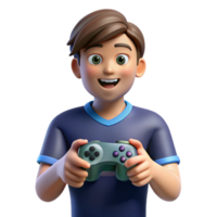 tranquil enchanting Teenage boy playing game controller, NO BACKGROUND with Transparent Background. refined png