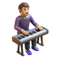 notable impressionist Musician playing piano keyboard, NO BACKGROUND with Transparent Background. top-tier png