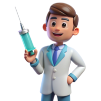 romantic serene Doctor holding syringe, NO BACKGROUND with Transparent Background. studio quality png