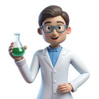 romantic enchanting Scientist holding beaker, NO BACKGROUND with Transparent Background. flawless png
