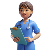 mesmerizing distinctive Nurse holding clipboard, NO BACKGROUND with Transparent Background. png