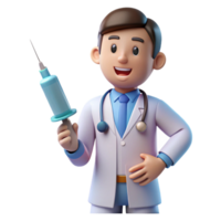 iconic coastal Doctor holding syringe, NO BACKGROUND with Transparent Background. sharp png