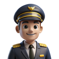 tranquil elegant Pilot in uniform, NO BACKGROUND with Transparent Background. fine detail png