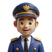 splendid whimsical minimalist Pilot in uniform, NO BACKGROUND with Transparent Background. masterfully captured png