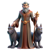 tranquil vibrant Hades, God of the Underworld, with Cerberus. NO BACKGROUND with Transparent Background. masterfully captured png