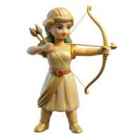 magnificent exceptional Artemis, Goddess of the Hunt, with a bow and arrow. NO BACKGROUND with Transparent Background. png
