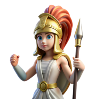 majestic bold vintage Athena, Goddess of Wisdom, wearing a helmet and holding a spear. NO BACKGROUND with Transparent Background. masterfully captured png
