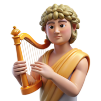 memorable tropical Apollo, God of Music and Poetry, playing a lyre. NO BACKGROUND with Transparent Background. gallery standard png