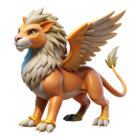 sumptuous dreamy organic Griffin, mythical creature, part eagle, part lion. NO BACKGROUND with Transparent Background. studio quality png