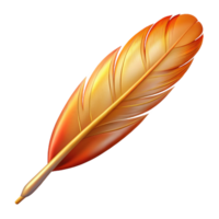 serene organic Phoenix Feather, single feather from the mythical bird. NO BACKGROUND with Transparent Background. professional png
