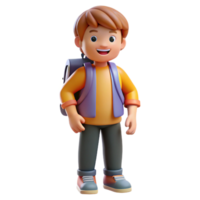 peaceful impressive Student, with backpack, NO BACKGROUND with Transparent Background. flawless png