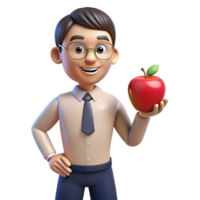 stunning signature Teacher, holding apple, NO BACKGROUND with Transparent Background. png