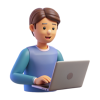 magnificent remarkable Writer, typing on laptop, NO BACKGROUND with Transparent Background. png