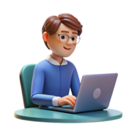 inspired rustic Writer, typing on laptop, NO BACKGROUND with Transparent Background. high resolution png