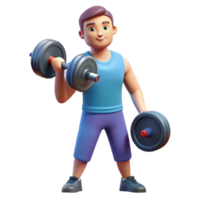 serene minimalist Man, lifting weights, NO BACKGROUND with Transparent Background. professional png
