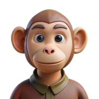 remarkable retro Monkey, portrait, NO BACKGROUND with Transparent Background. high resolution png
