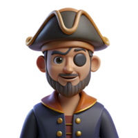 whimsical majestic Pirate, with eye patch, NO BACKGROUND with Transparent Background. elite png