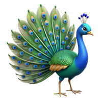 spectacular calm contemporary A strutting peacock with tail feathers displayed, NO BACKGROUND with Transparent Background. precision png