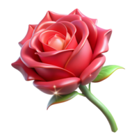 tranquil elegant A single, perfect red rose with magical glowing thorns. NO BACKGROUND with Transparent Background. artisan png
