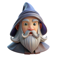 immaculate peaceful rustic A wise old wizard's face with a long flowing beard. NO BACKGROUND with Transparent Background. high resolution png