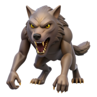 romantic mesmerizing A snarling werewolf with sharp claws. NO BACKGROUND with Transparent Background. crisp png