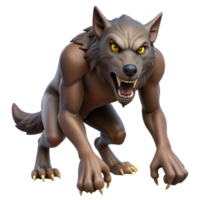 serene inspired A snarling werewolf with sharp claws. NO BACKGROUND with Transparent Background. png