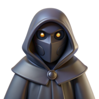 iconic coastal A mysterious masked figure in dark robes. NO BACKGROUND with Transparent Background. sharp png