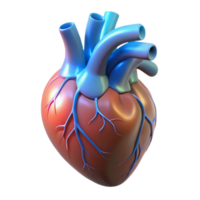 striking avant-garde A single, human heart with glowing veins. NO BACKGROUND with Transparent Background. detailed png