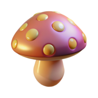 vibrant intense vintage A single, stylized mushroom with glowing spots. NO BACKGROUND with Transparent Background. precision png