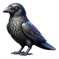 vibrant memorable A single, realistic raven with glossy feathers. NO BACKGROUND with Transparent Background. png