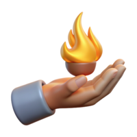 inspired traditional A single, realistic human hand holding a flame. NO BACKGROUND with Transparent Background. impeccable png