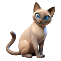 stunning calm mid-century Siamese cat grooming itself, NO BACKGROUND with Transparent Background. high resolution png