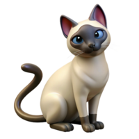pristine dreamy surreal Siamese cat grooming itself, NO BACKGROUND with Transparent Background. impeccable png