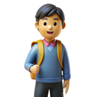 memorable coastal Student with backpack, NO BACKGROUND with Transparent Background. flawless png