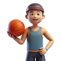 splendid romantic elegant Athlete holding a basketball, NO BACKGROUND with Transparent Background. masterfully captured png