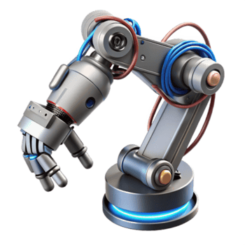 raro vanguarda cyberpunk robótico braço com intrincado fiação, não fundo com transparente fundo. ultra hd png