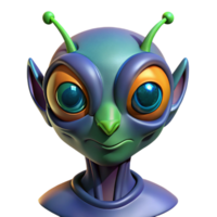 iconic coastal Alien insectoid head with multifaceted eyes, NO BACKGROUND with Transparent Background. sharp png