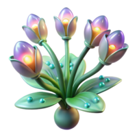 playful extraordinary Bioengineered alien plant with luminous petals, NO BACKGROUND with Transparent Background. studio quality png