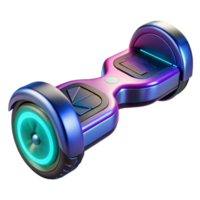 mesmerizing coveted Sleek hoverboard with glowing neon accents, NO BACKGROUND with Transparent Background. png