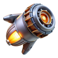 striking classic Highly detailed spaceship engine with glowing core, NO BACKGROUND with Transparent Background. 4K png