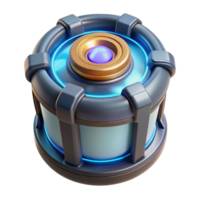 splendid peaceful coastal Advanced power cell with glowing energy core, NO BACKGROUND with Transparent Background. masterfully captured png